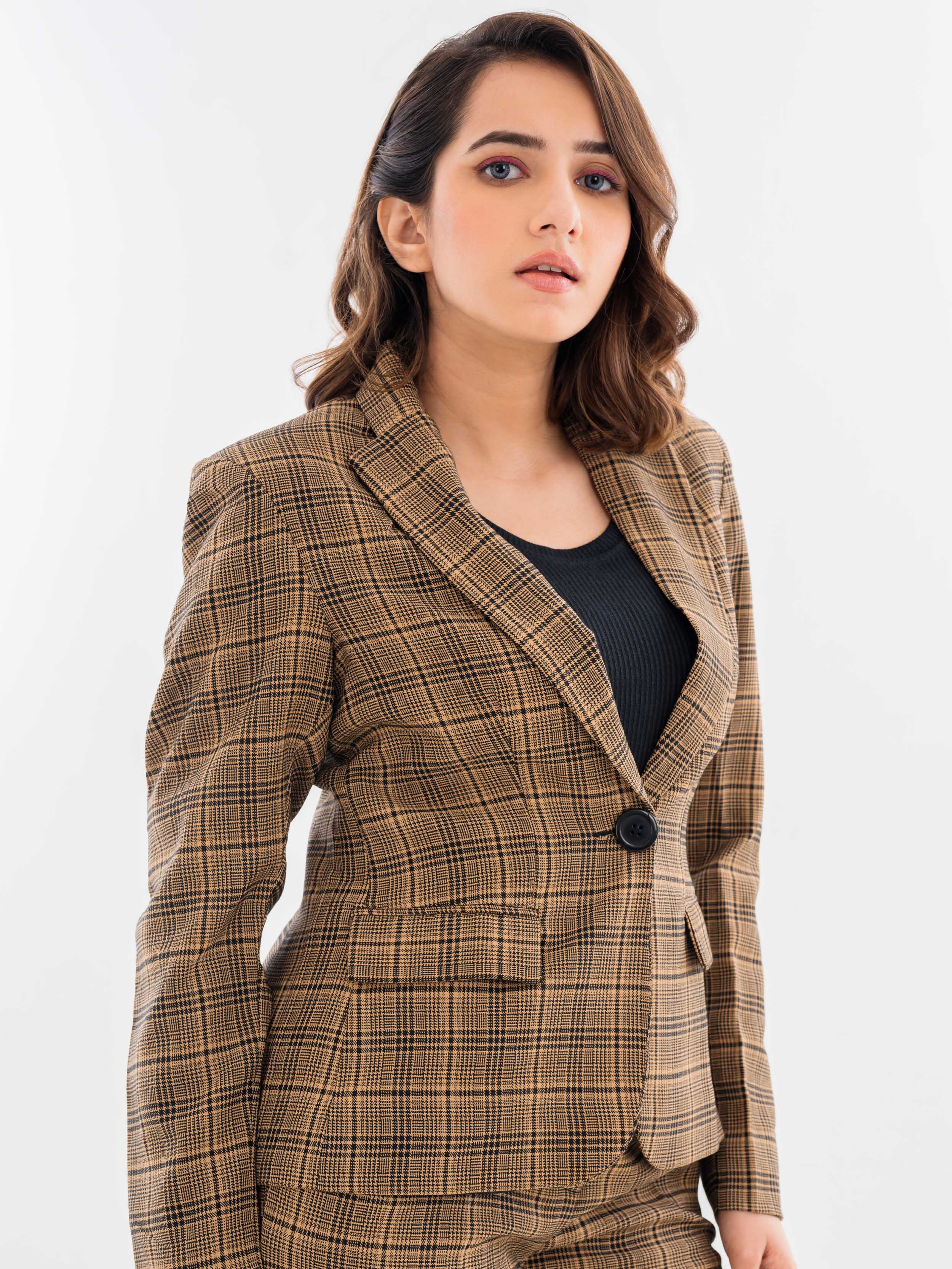 Beige check blazer hotsell