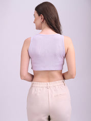 Ribbed V-Cut Tank Top Lavender