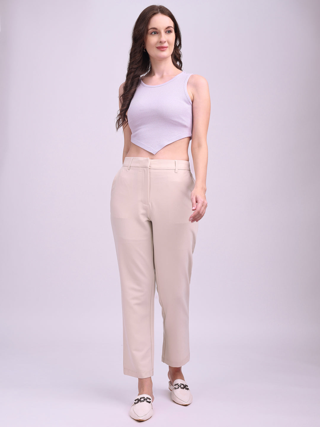 Ribbed V-Cut Tank Top Lavender