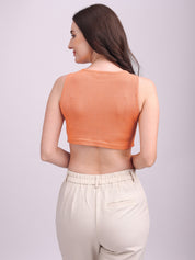 Ribbed V-Cut Tank Top Orange