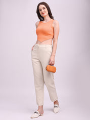 Ribbed V-Cut Tank Top Orange