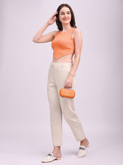 Ribbed V-Cut Tank Top Orange