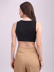 Ribbed V-Cut Tank Top Black