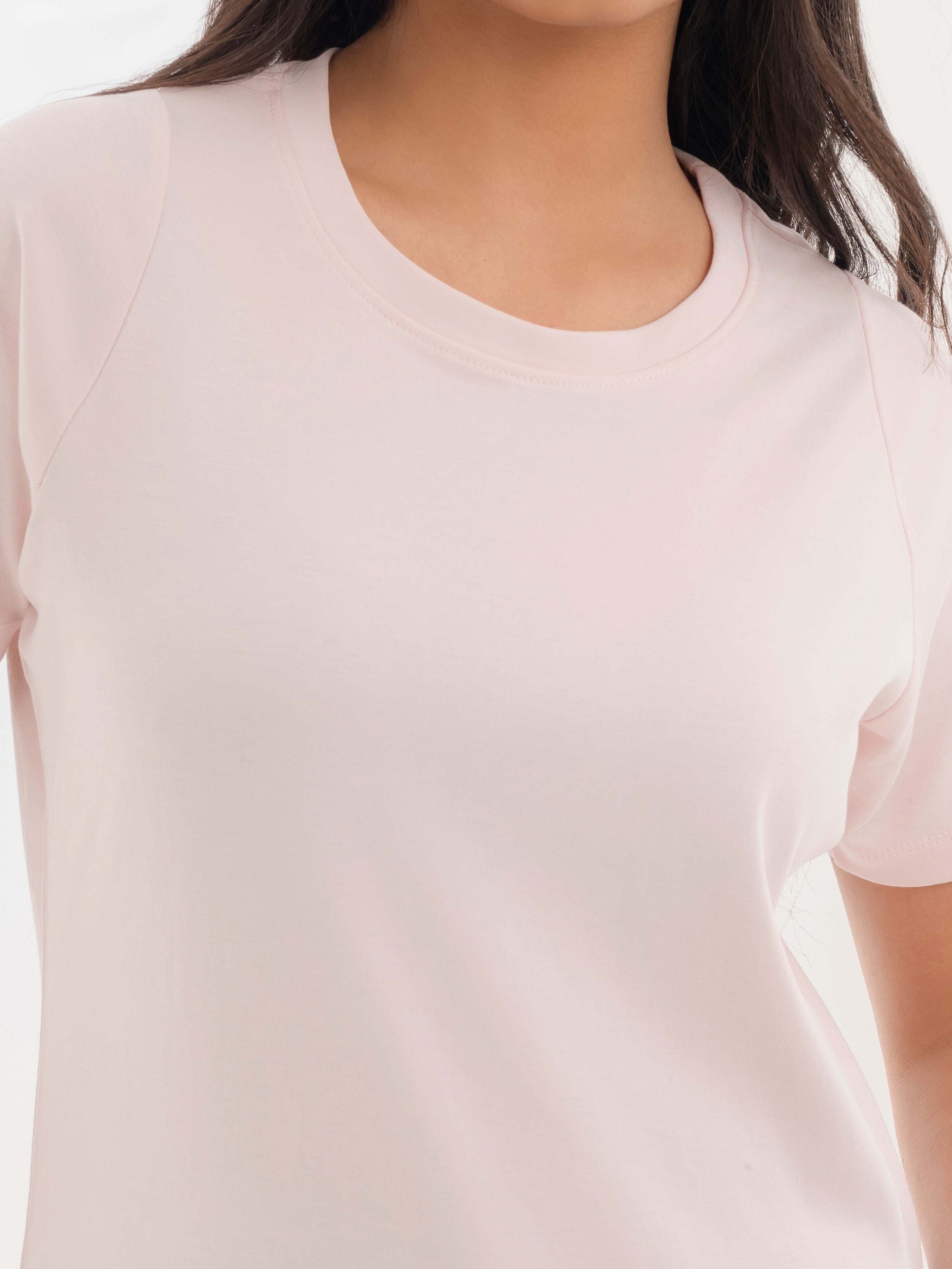 Racer Cotton T-Shirt Pastel Pink Detail