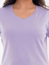 V Neck Cotton T-Shirt Lavender Detail