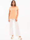 Crew Neck Cotton T-Shirt Peach Full Front