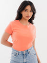 Crew Neck Cotton T-Shirt Coral Styling