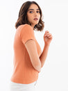 Scoop Neck Ribbed T-Shirt Orange Side