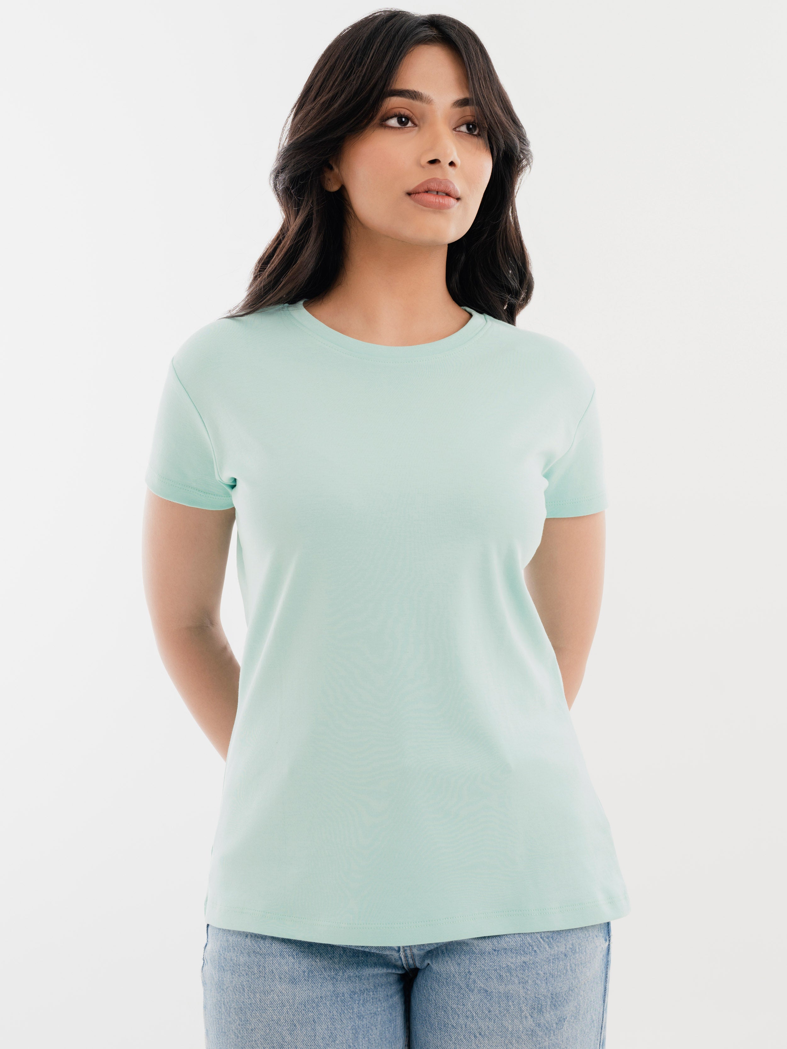 Crew Neck Cotton T-Shirt Mint Front