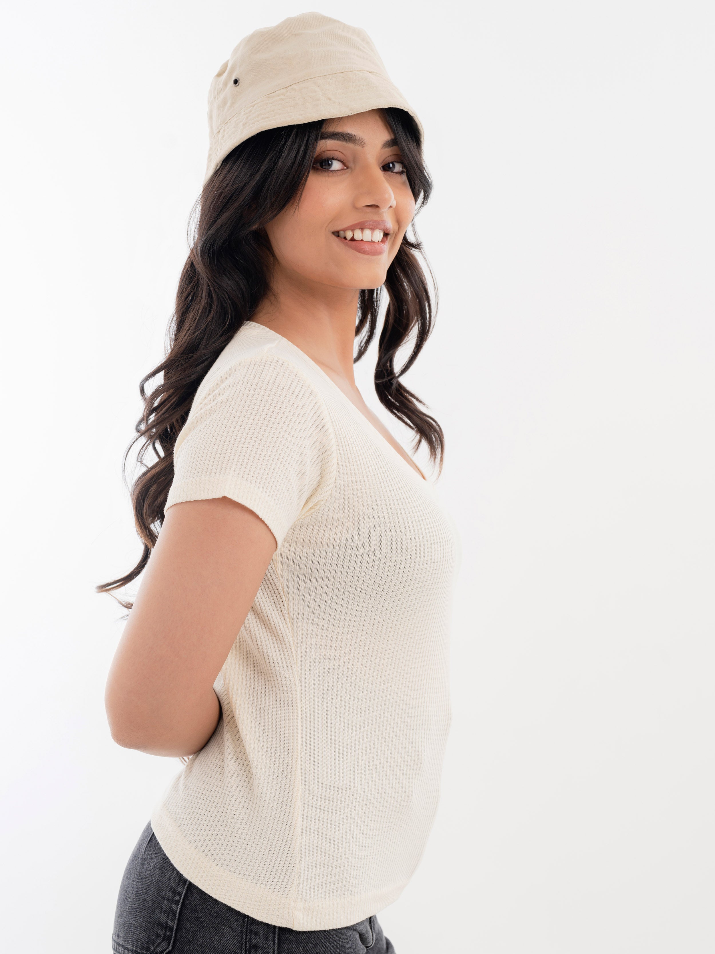 Scoop Neck Ribbed T-Shirt After Glow Side