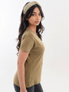 V Neck Cotton T-Shirt Pale Olive Green Side