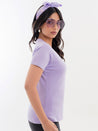 V Neck Cotton T-Shirt Lavender Side