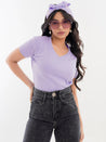 V Neck Cotton T-Shirt Lavender Styling