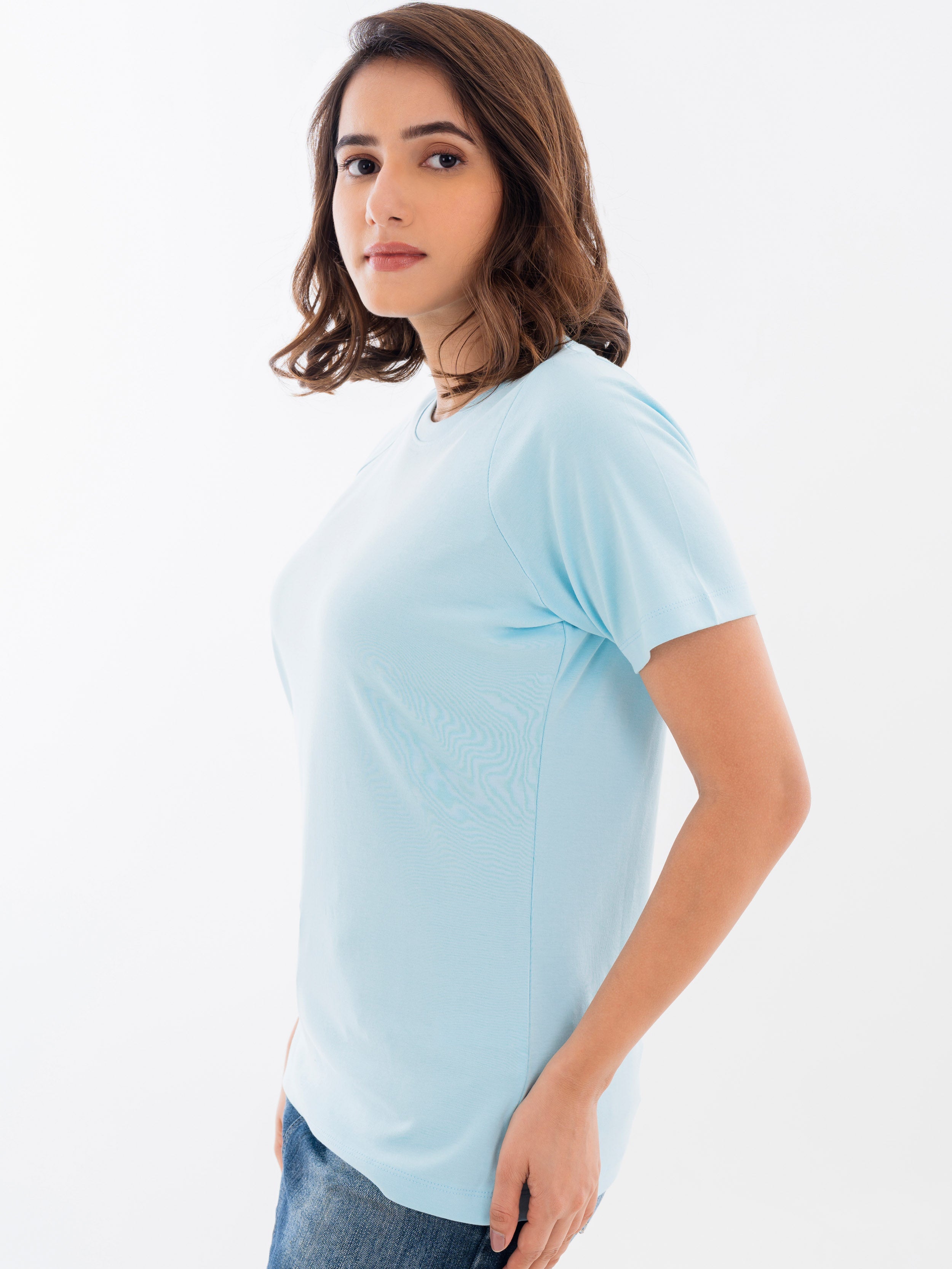 Racer Cotton T-Shirt Aruba Blue Side