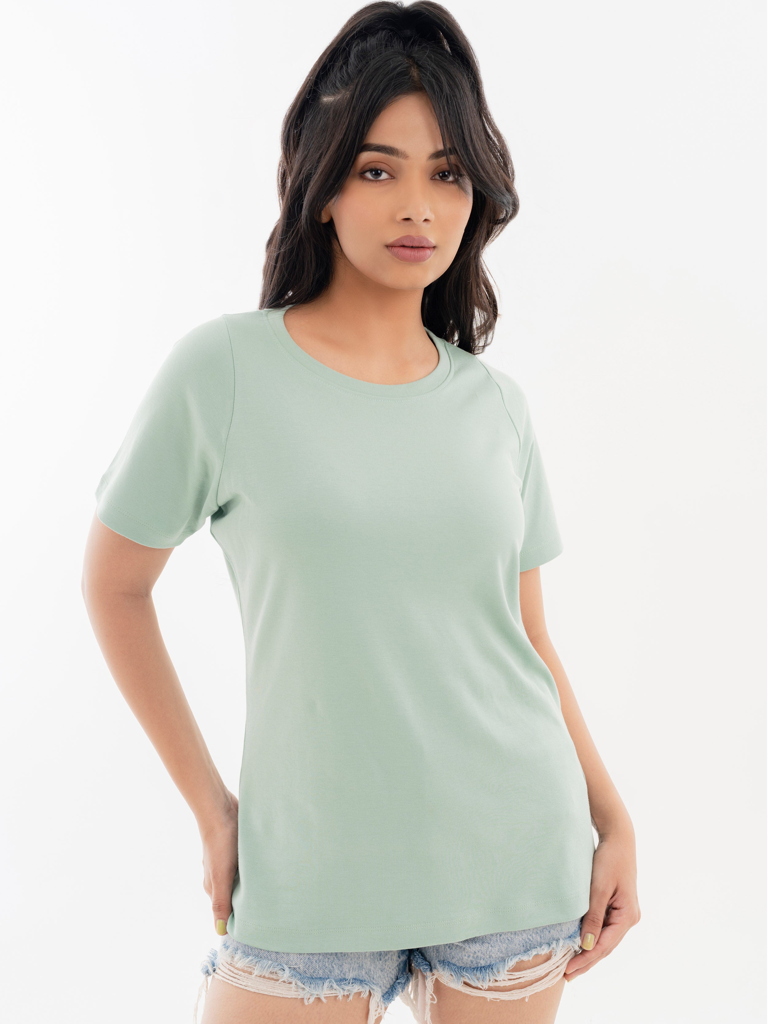 Racer Cotton T-Shirt Pistachio Front