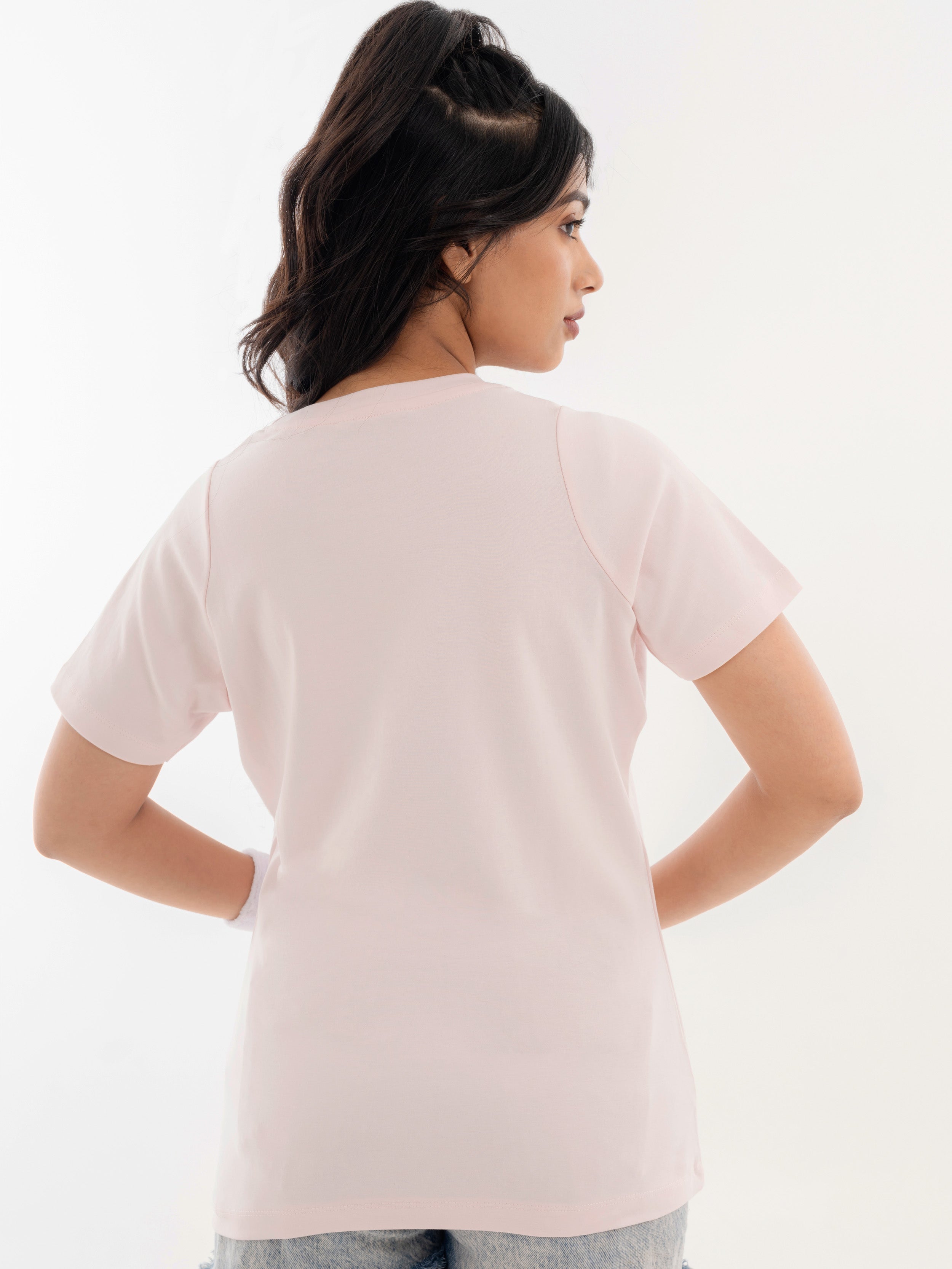 Racer Cotton T-Shirt Pastel Pink Back