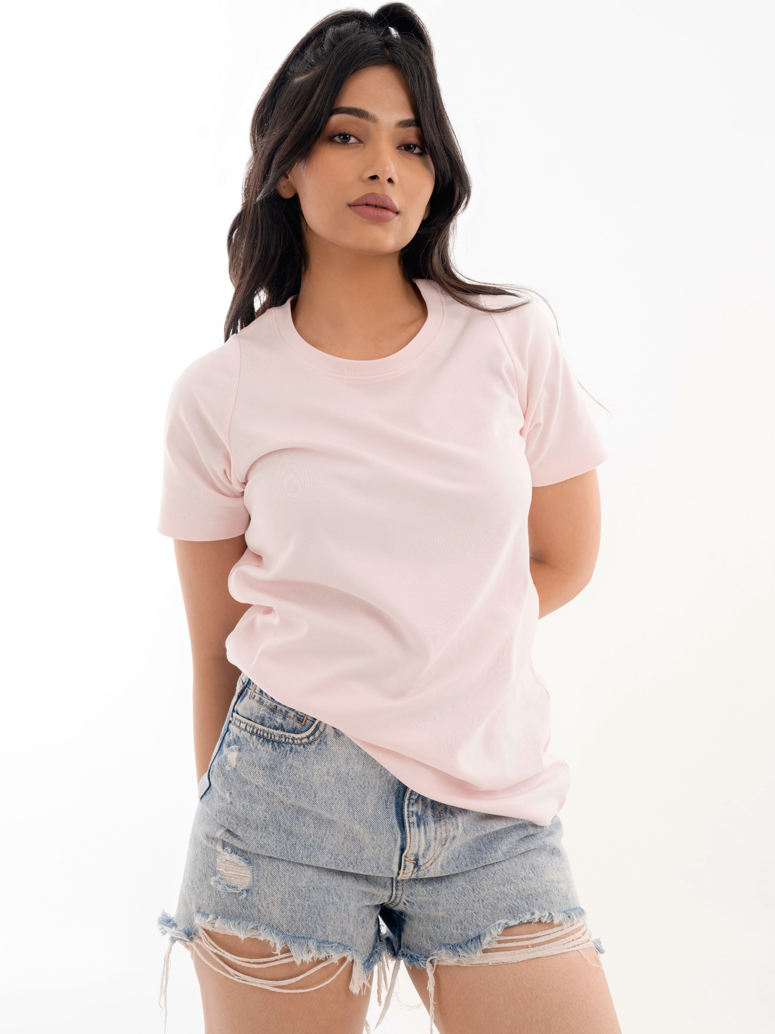 Racer Cotton T-Shirt Pastel Pink Styling