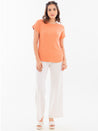 Drop Shoulder Ribbed T-Shirt Orange Full Front