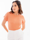 Drop Shoulder Ribbed T-Shirt Orange Styling