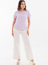 Drop Shoulder Ribbed T-Shirt Lilac Full Front