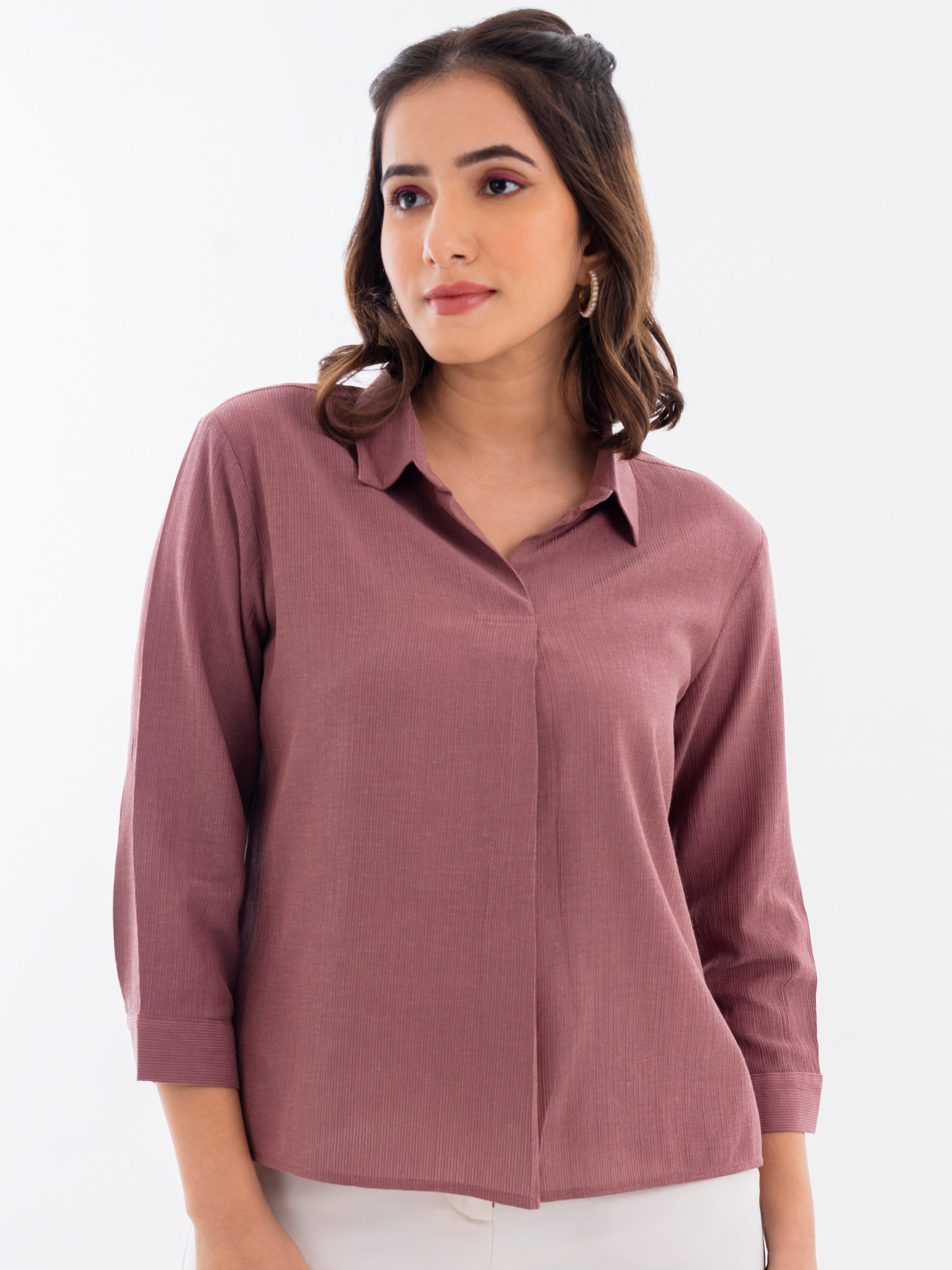 4 Sleeve Shirt Dusty Pink Front