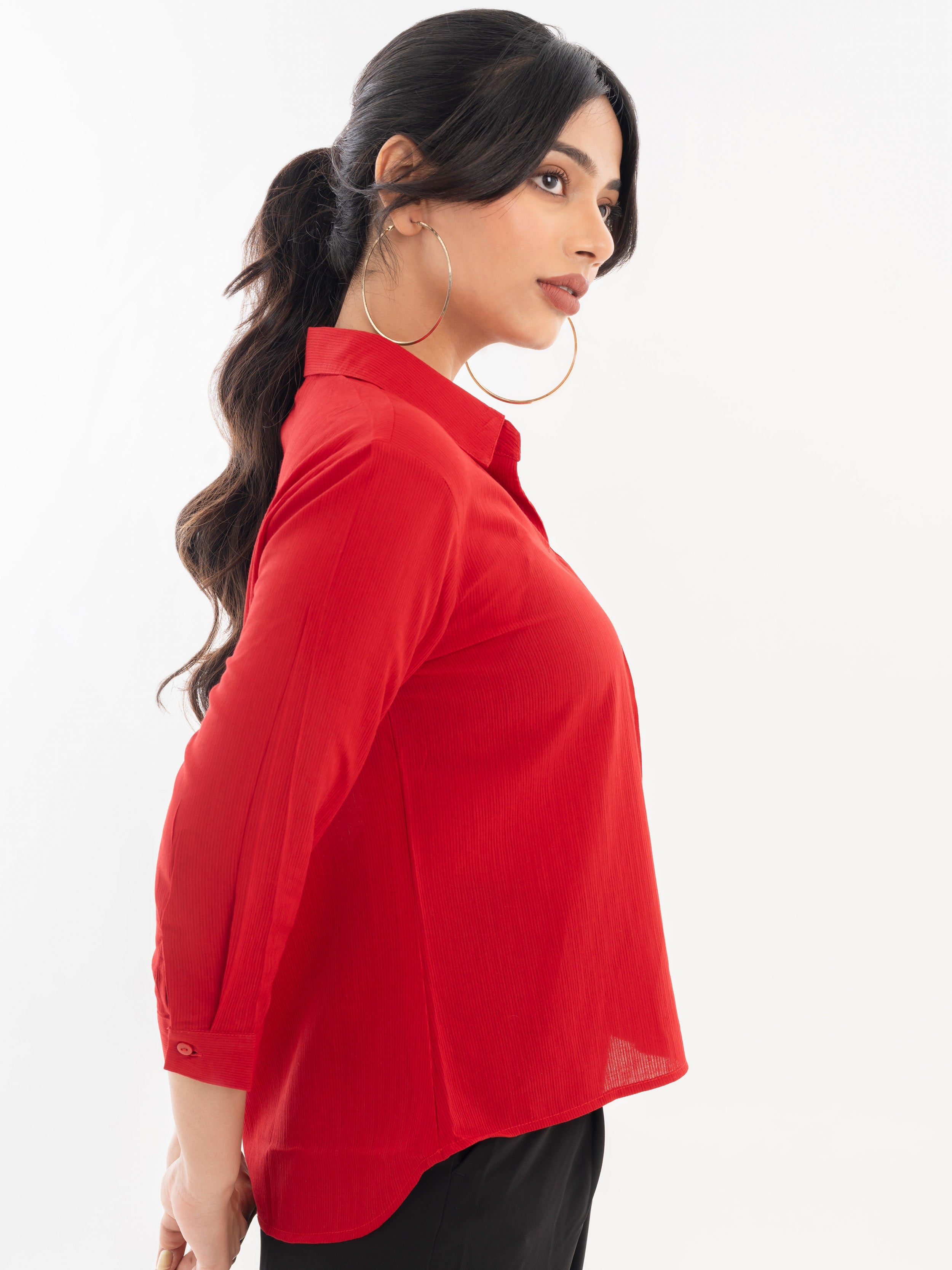 3/4 Sleeve Shirt Red Side