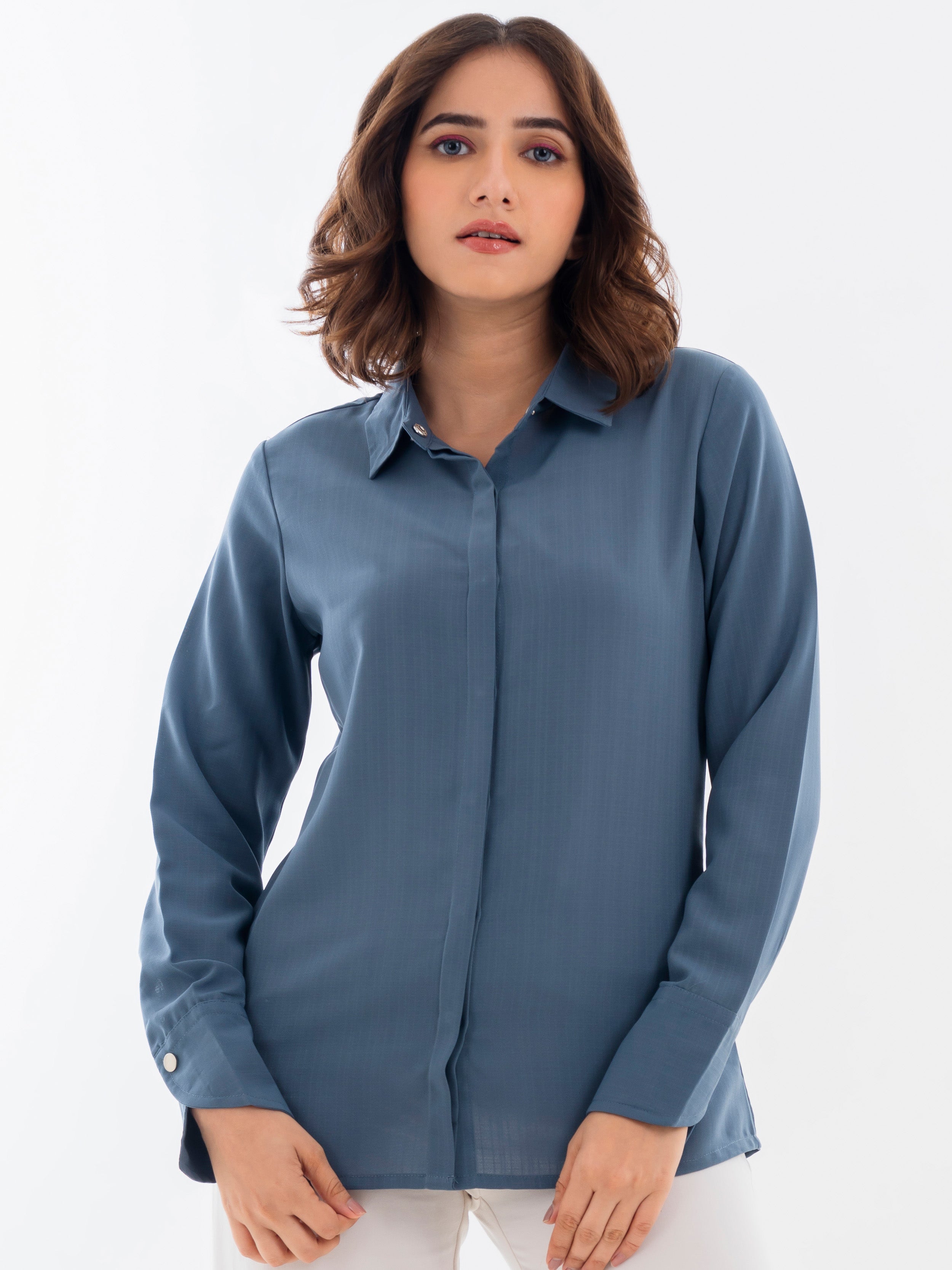 Full Sleeve Shirt Blue Front