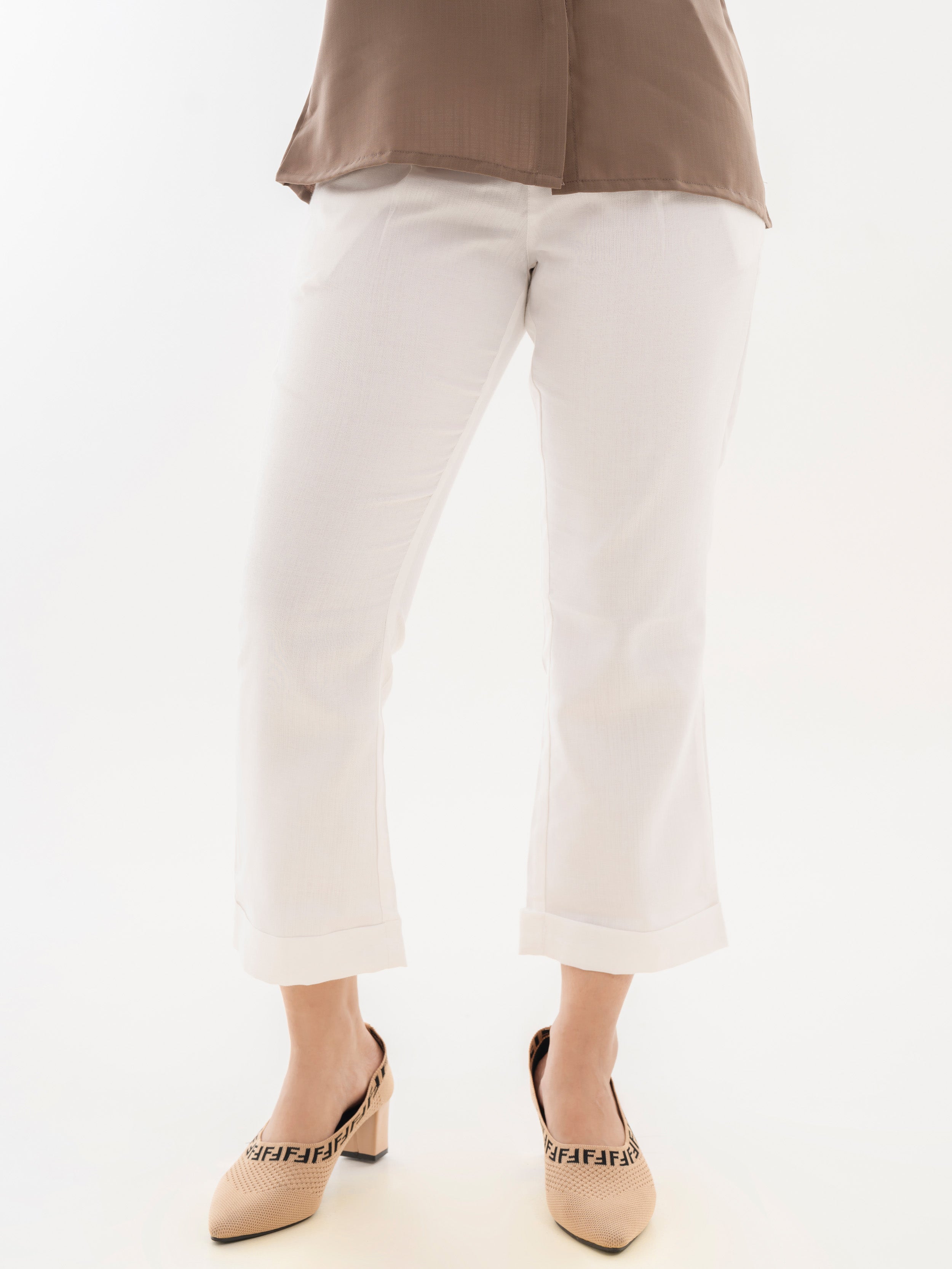 Ankle length Pants White Front