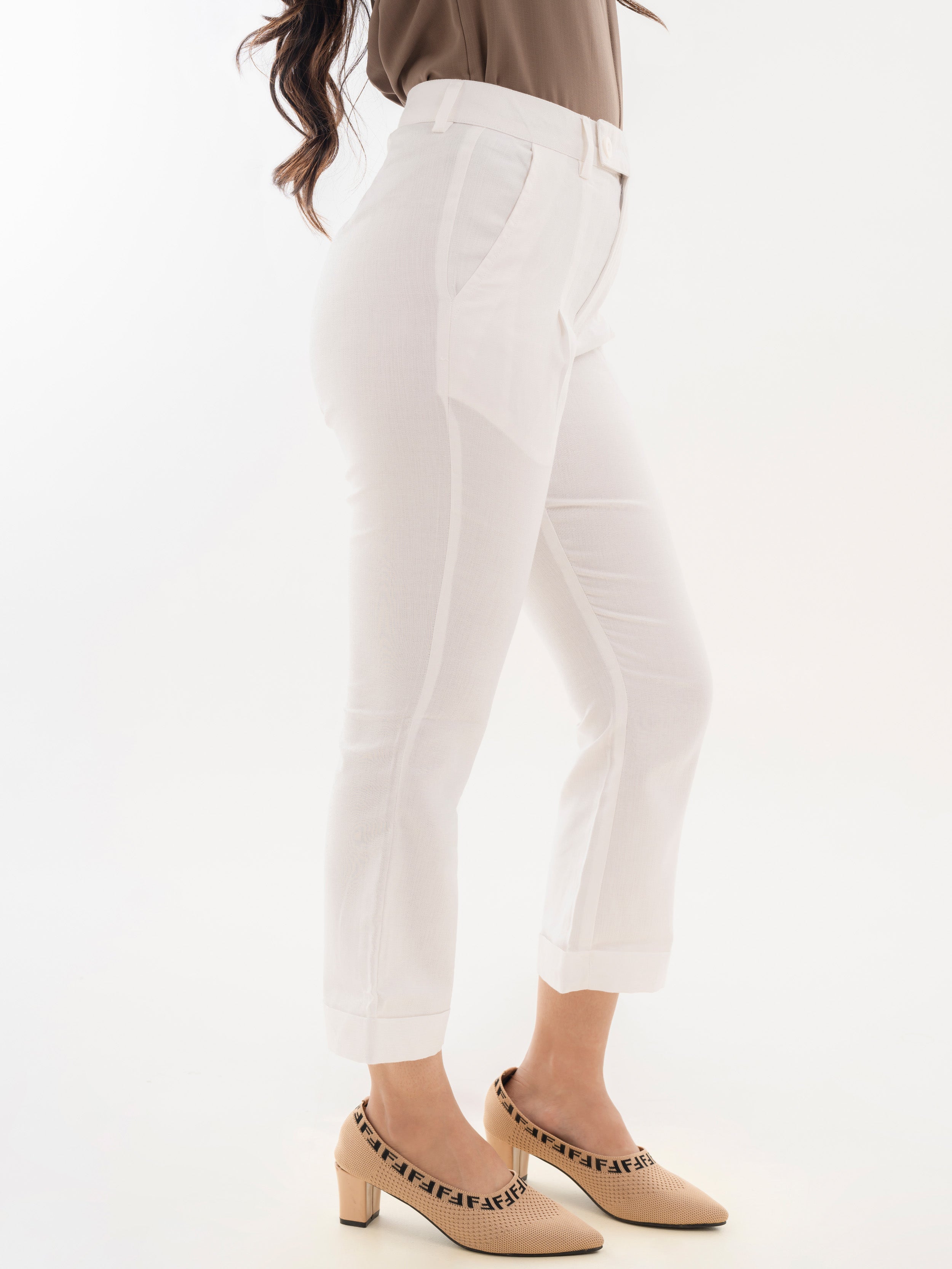 Ankle length Pants White Side