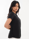 V Neck Casual Shirt Top Black Side