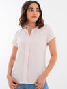 V Neck Casual Shirt Top Pastel Pink Front