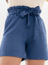 Paper Bag Shorts Classic Blue Front Knot Detail