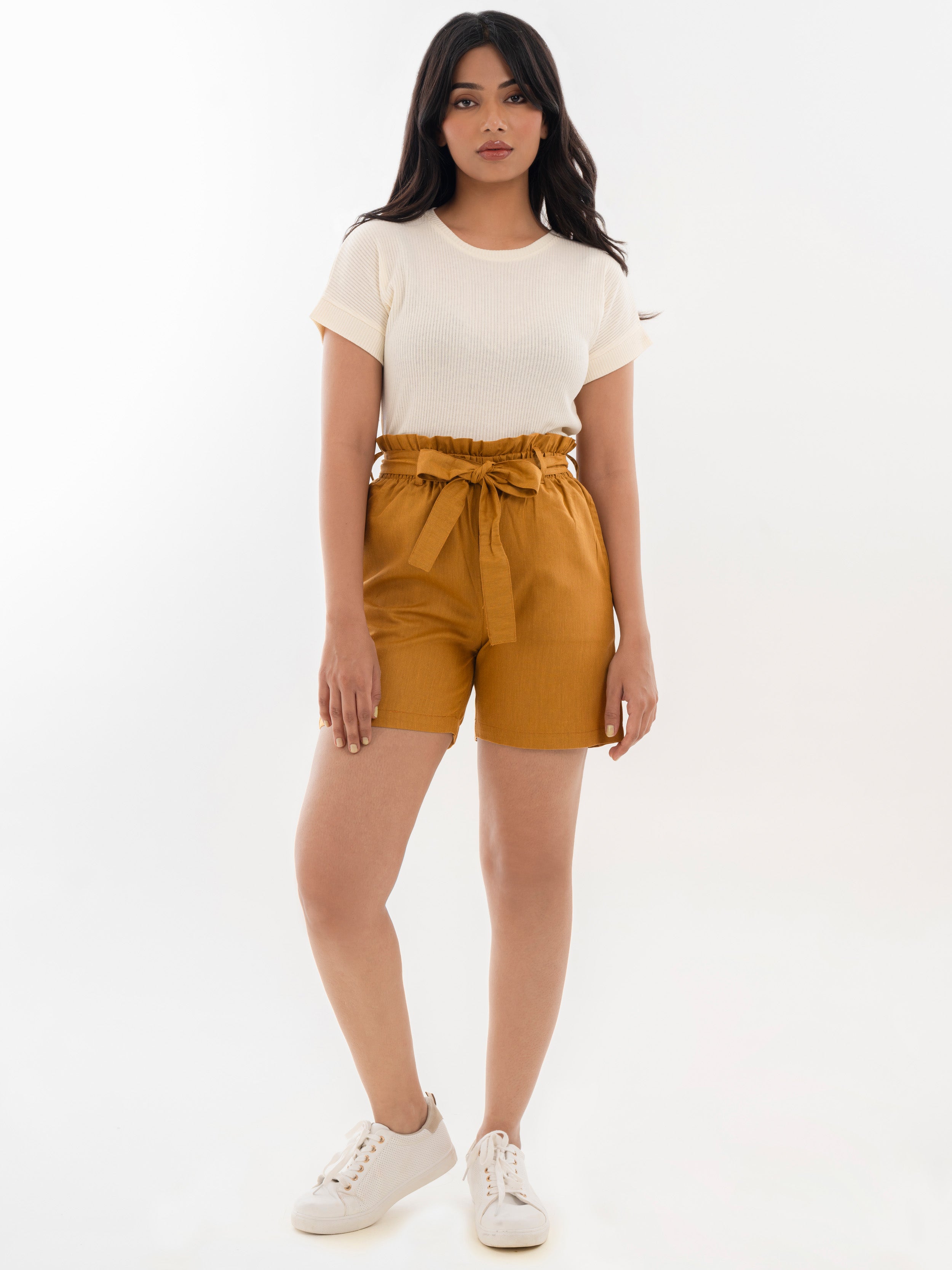 Paper Bag Shorts Mustard Full Front