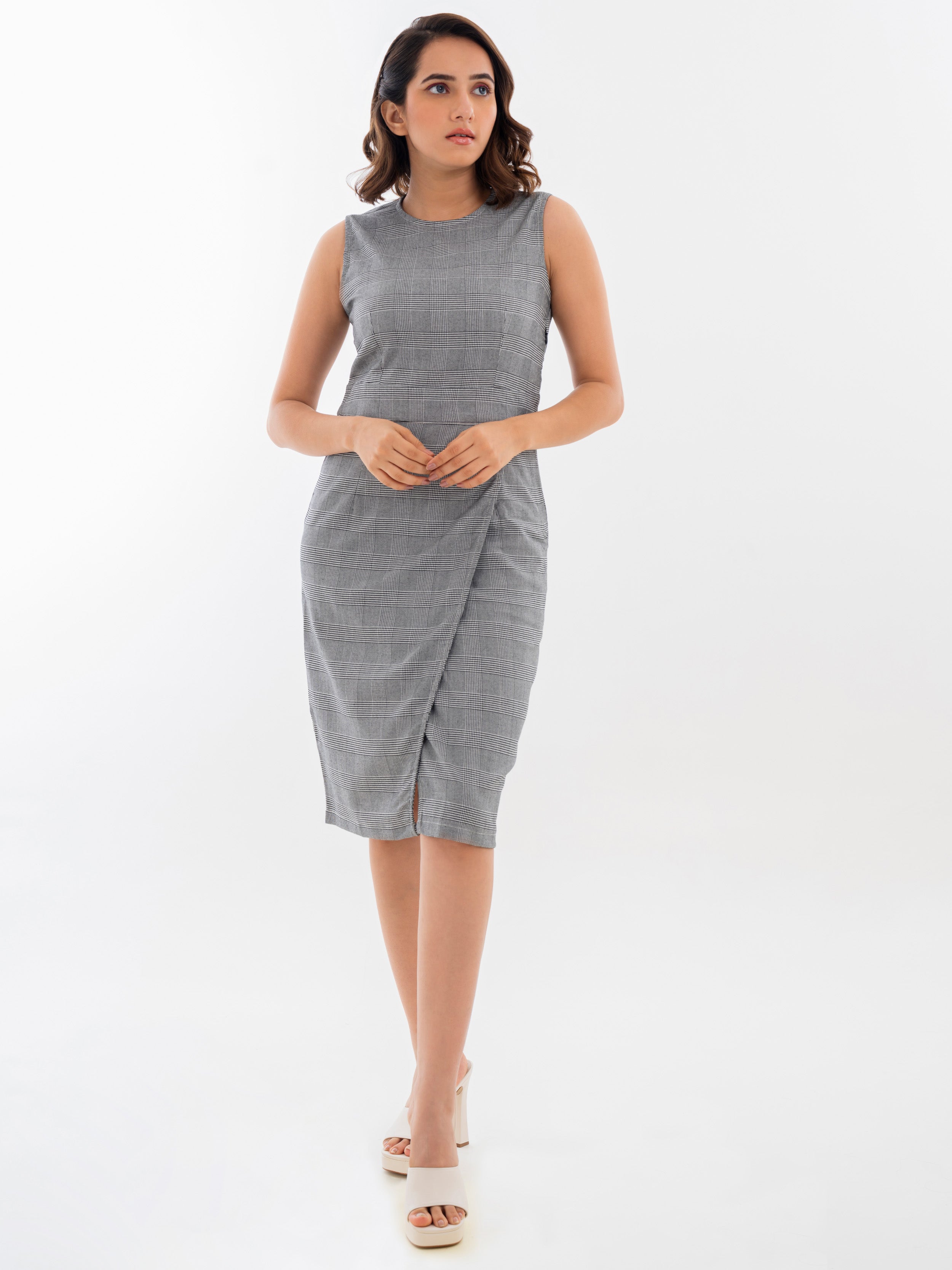 Overlap Shift Dress Grey Front