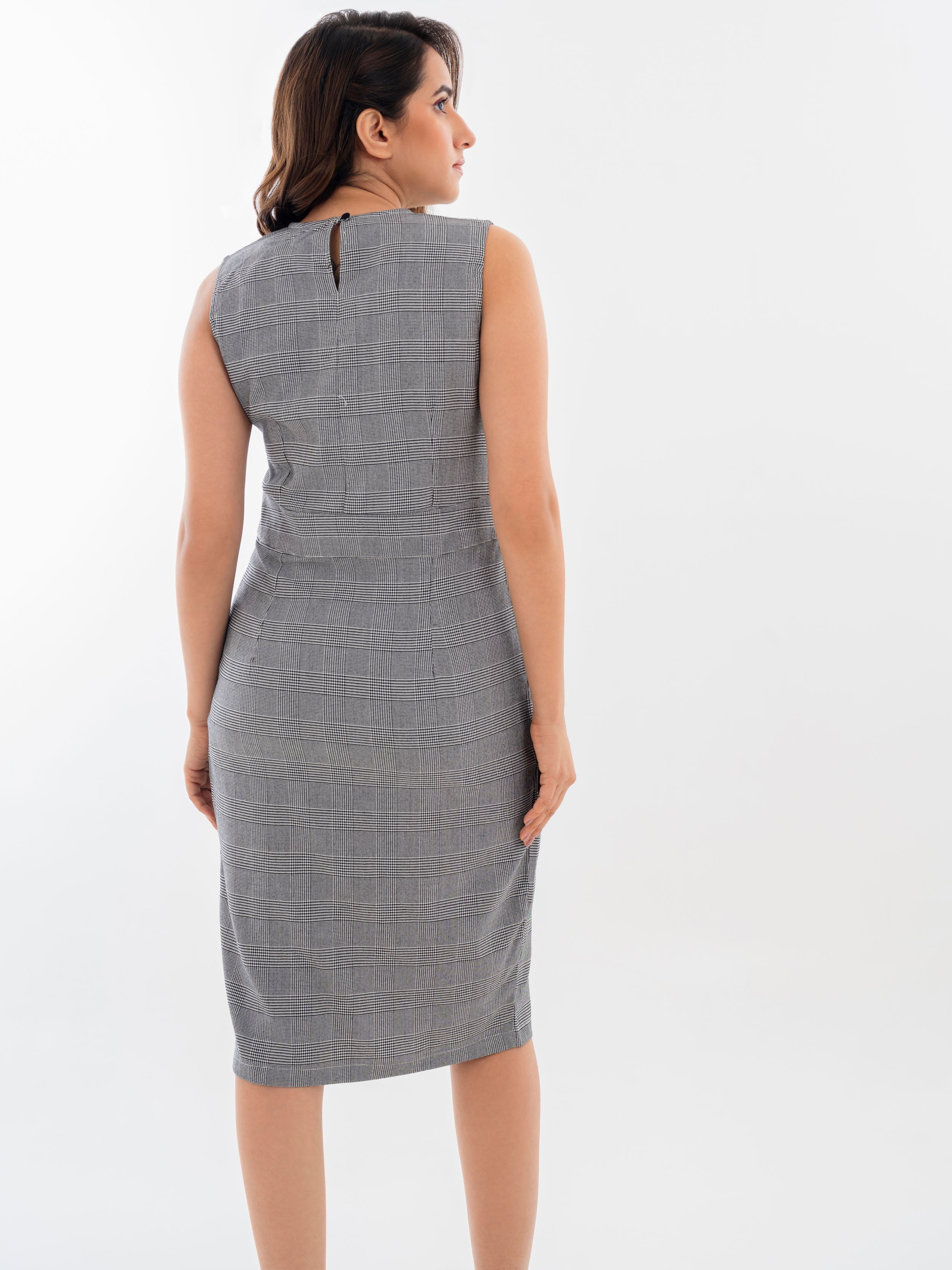 Overlap Shift Dress Grey Back