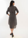 Linen Shirt Dress Grey Back