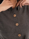 Linen Shirt Dress Grey Button Detail