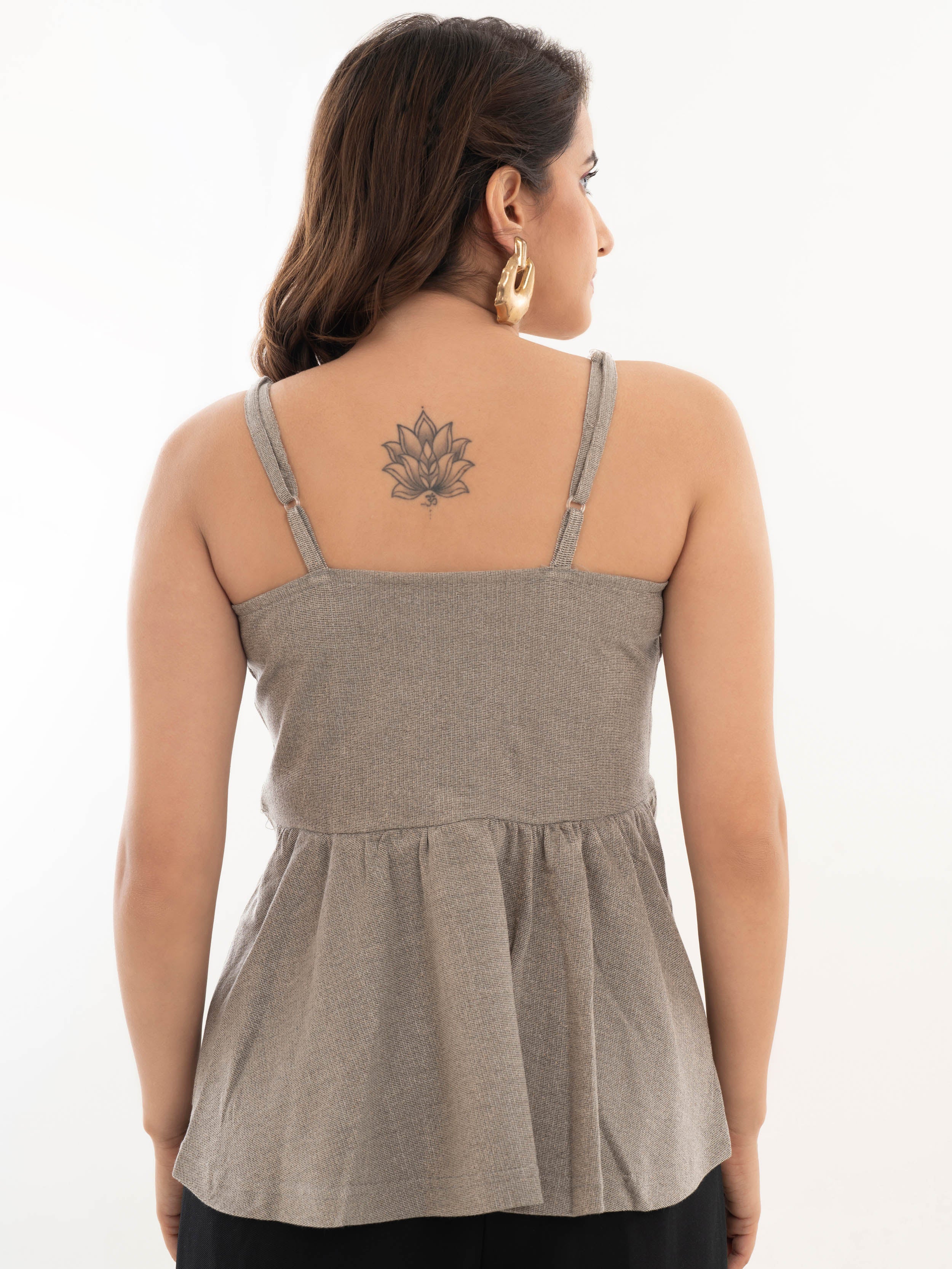 Front Twisted Cami Top Light Grey Back