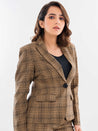 Check Straight Blazer Beige Front