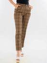 Check Straight Leg Pants Beige Pant Front