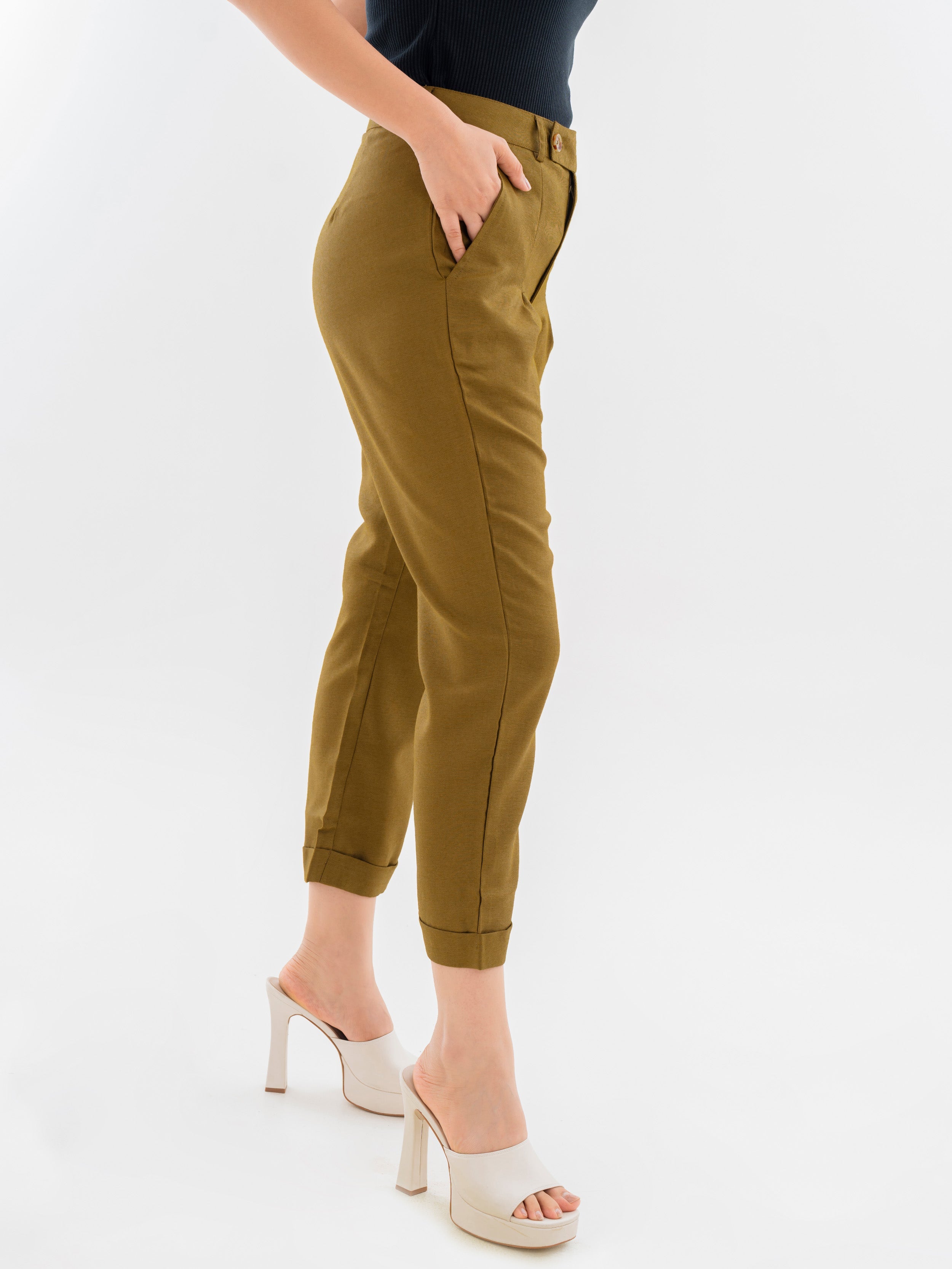 Ankle length Pants Golden Olive Side