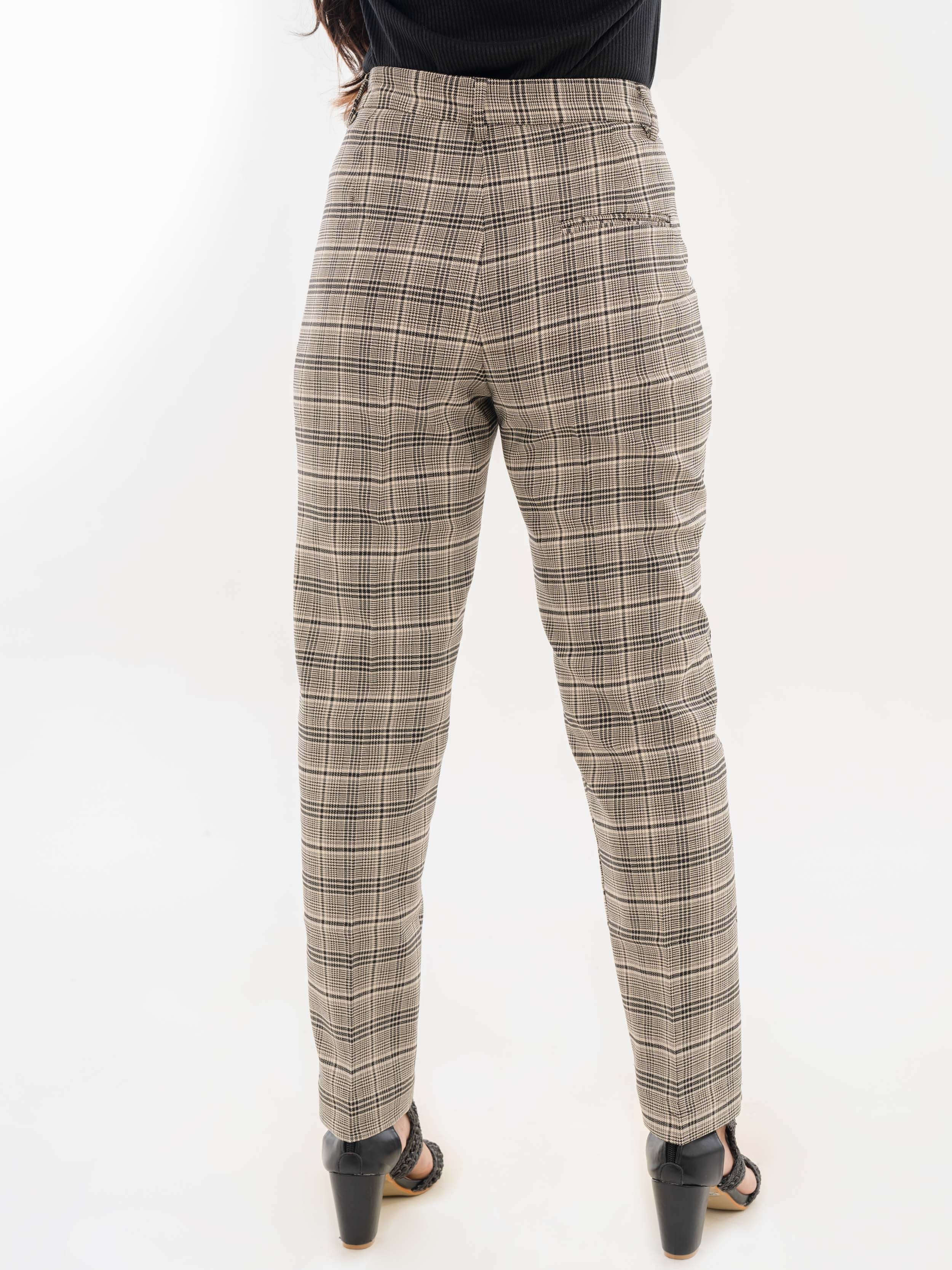 Check Straight Leg Pants Pastel Grey Back