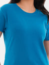 Crew Neck Cotton T-Shirt Ocean Blue Detail