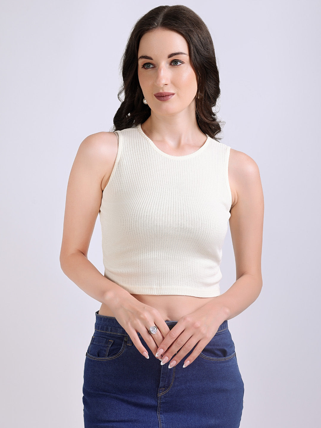 Ribbed Tank Top Off White